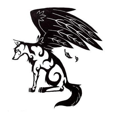 Wolf Wings Design Water Transfer Temporary Tattoo(fake Tattoo) Stickers NO.11735